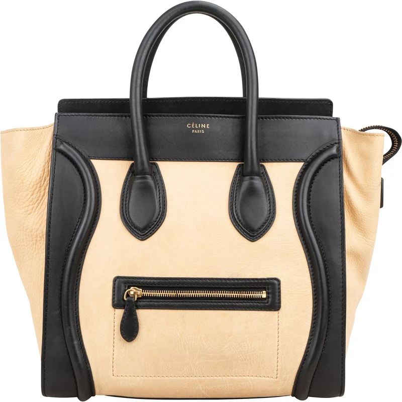 Céline Bicolor Grained Leather Luggage Handbag