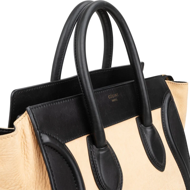 Céline Bicolor Grained Leather Luggage Handbag