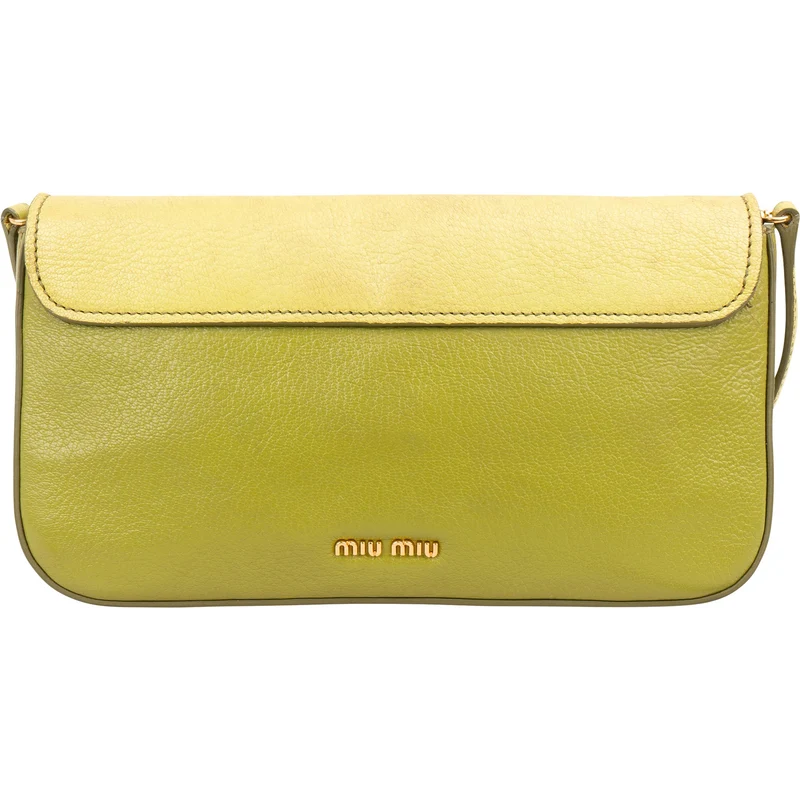 Miu Miu Green Grained Leather Small Coffer Crossbody Bag