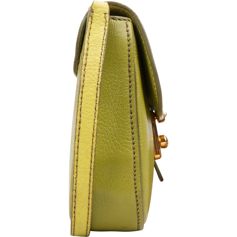 Miu Miu Green Grained Leather Small Coffer Crossbody Bag