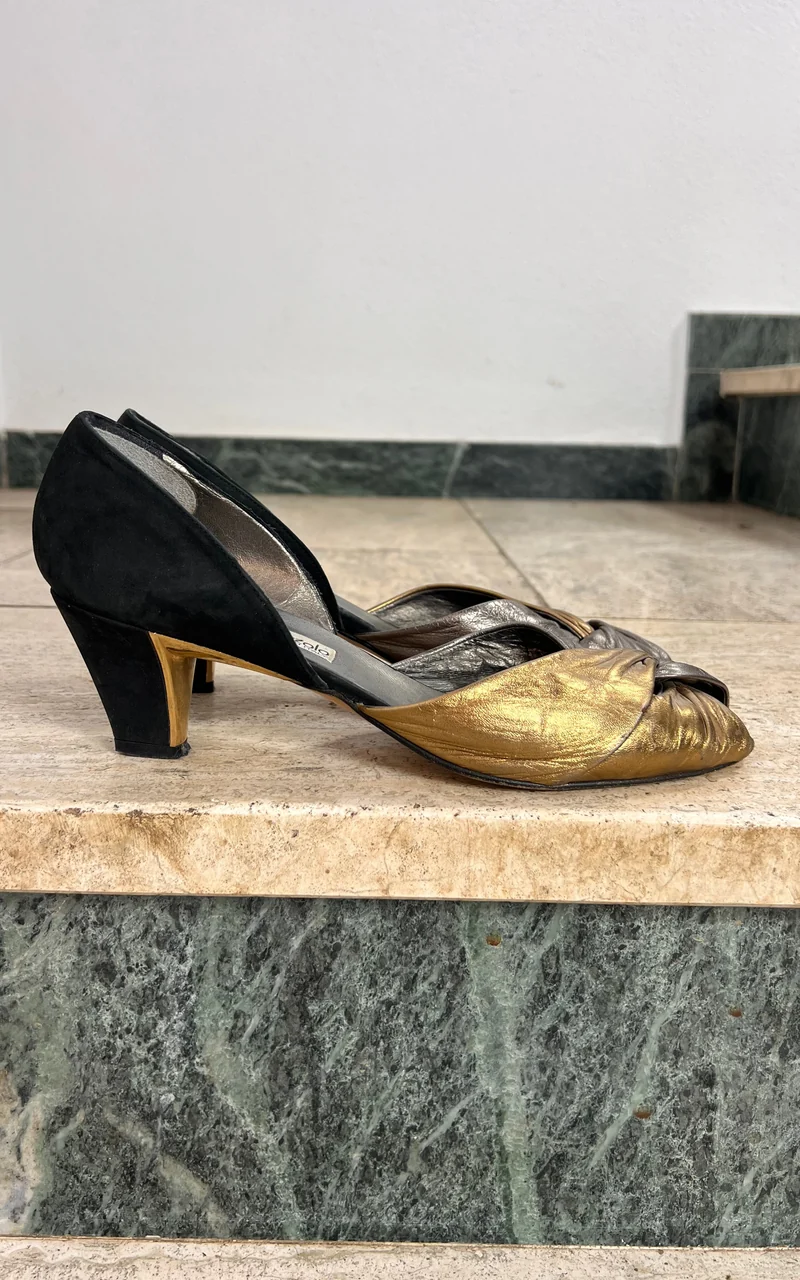 Vintage 80s Two-Tone Leather Heels 41