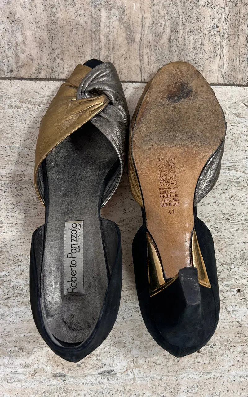 Vintage 80s Two-Tone Leather Heels 41