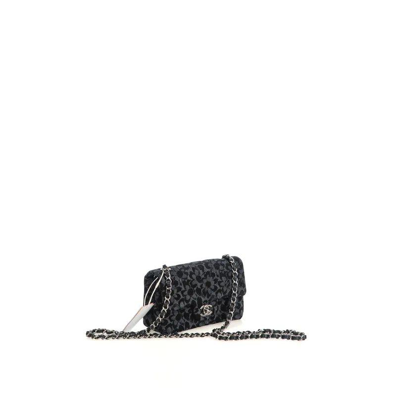 Floral Denim Quilted Mini Rectangular Flap