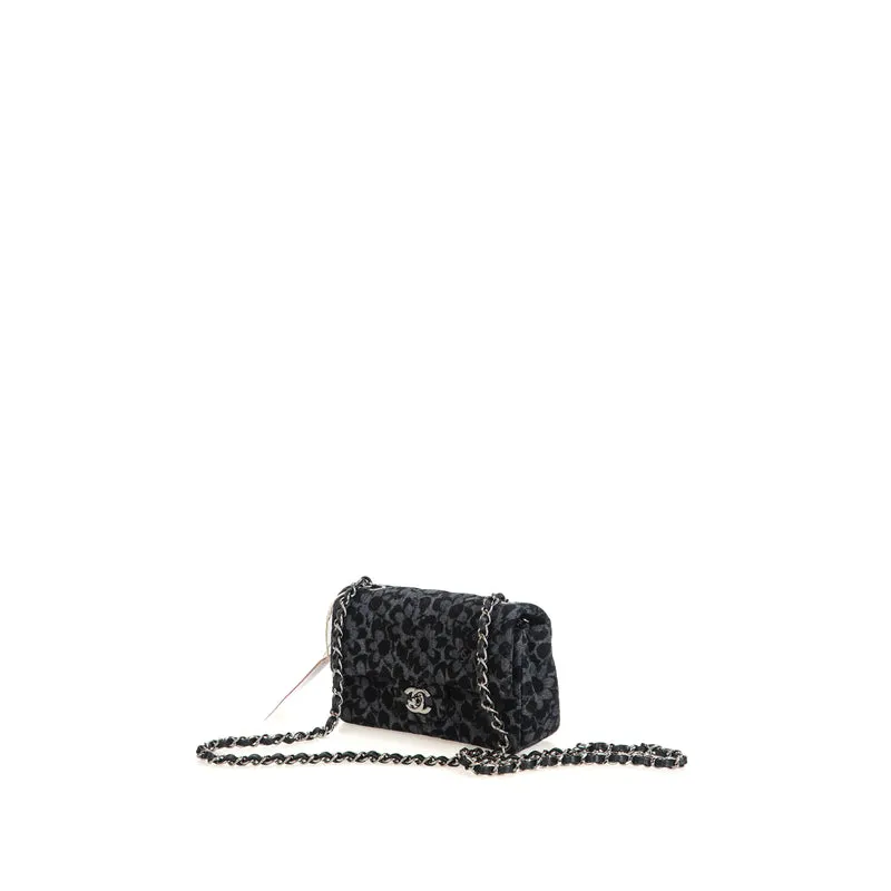 Floral Denim Quilted Mini Rectangular Flap