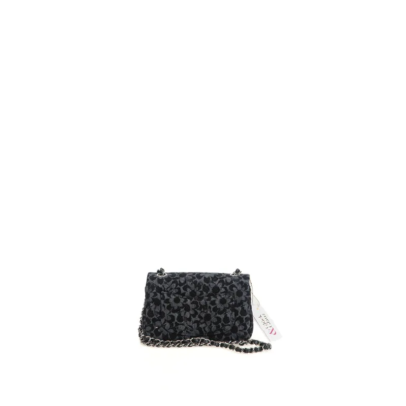 Floral Denim Quilted Mini Rectangular Flap