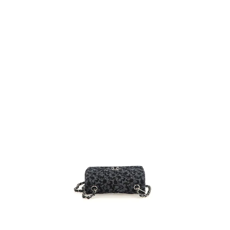 Floral Denim Quilted Mini Rectangular Flap