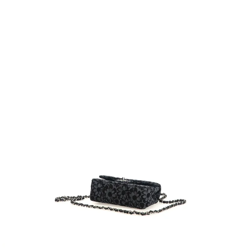 Floral Denim Quilted Mini Rectangular Flap