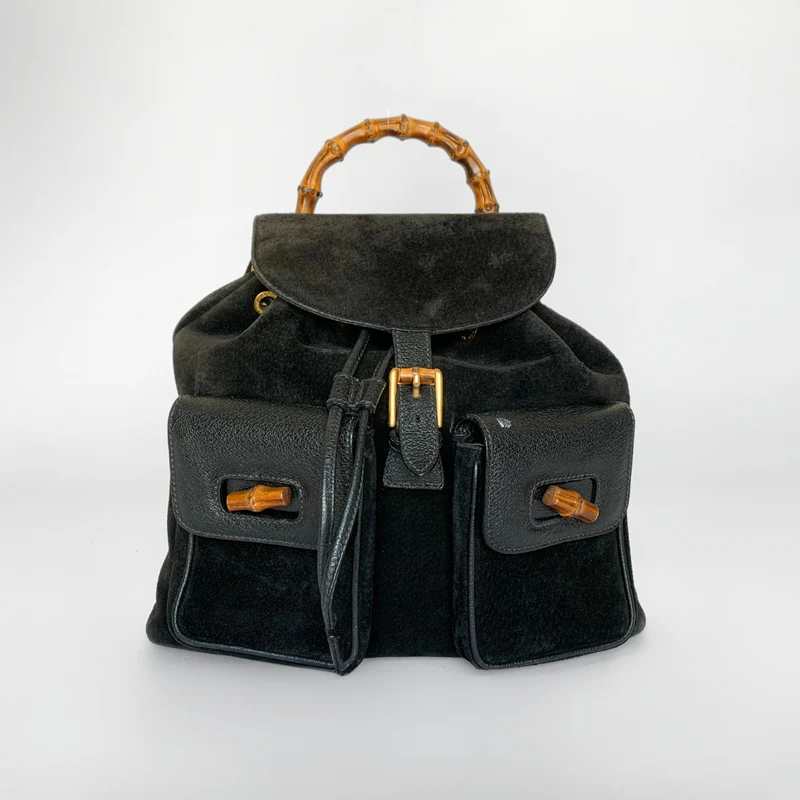 Gucci Bambus Rucksack Groß Wildleder