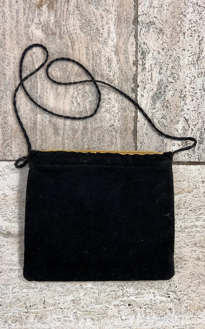 Vintage Bohemian Embroidered Velvet Bag with Mirror Work