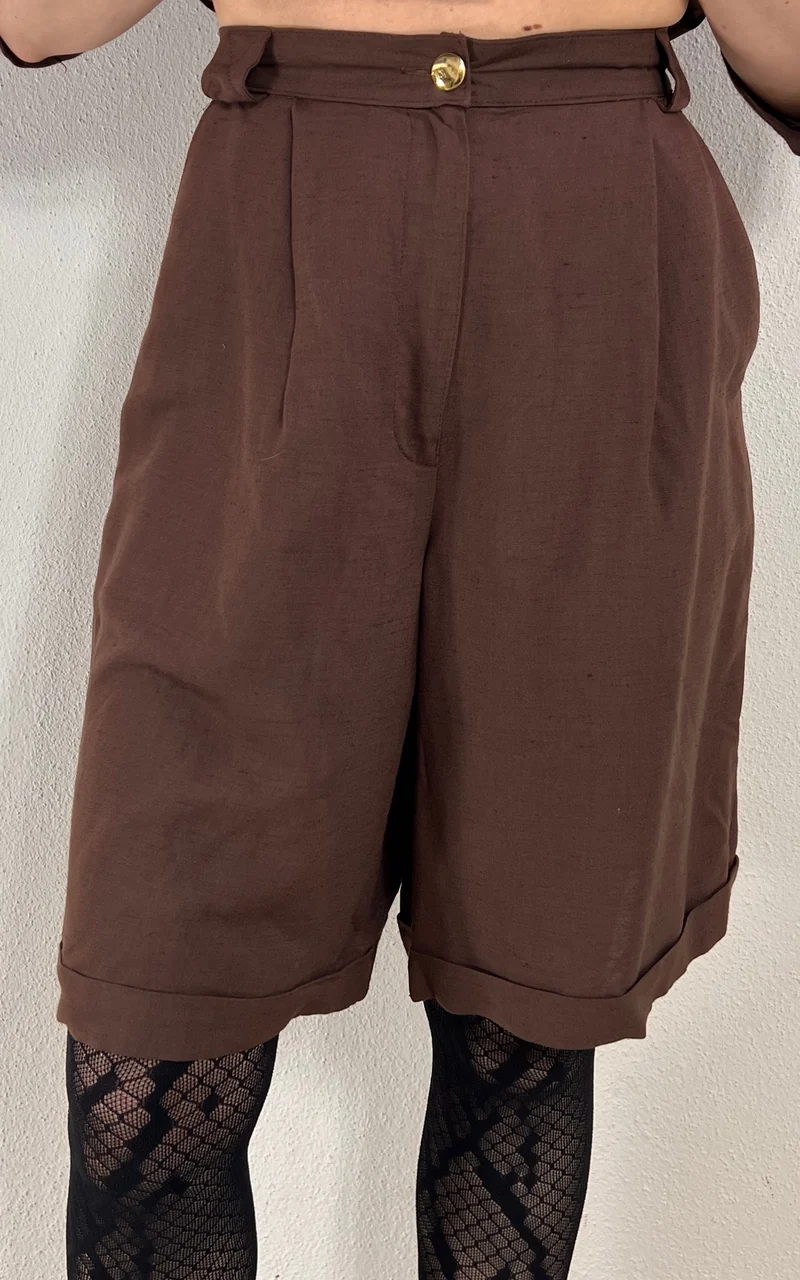Vintage Brown Linnen Short Suit