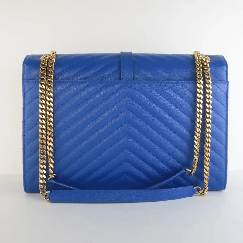 YSL Saint Laurent Blue Caviar Large Envelope Bag