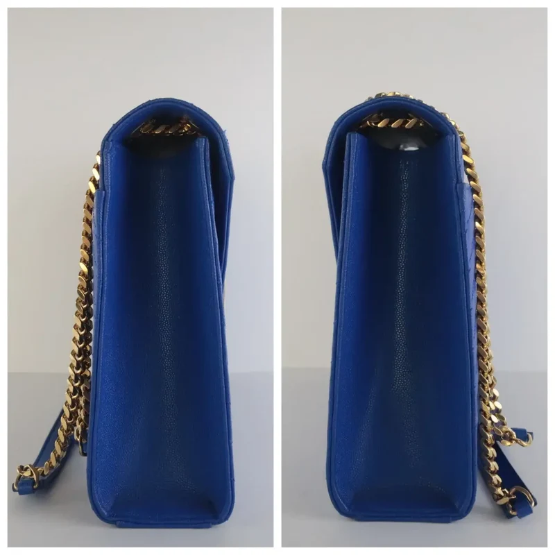 YSL Saint Laurent Blue Caviar Large Envelope Bag