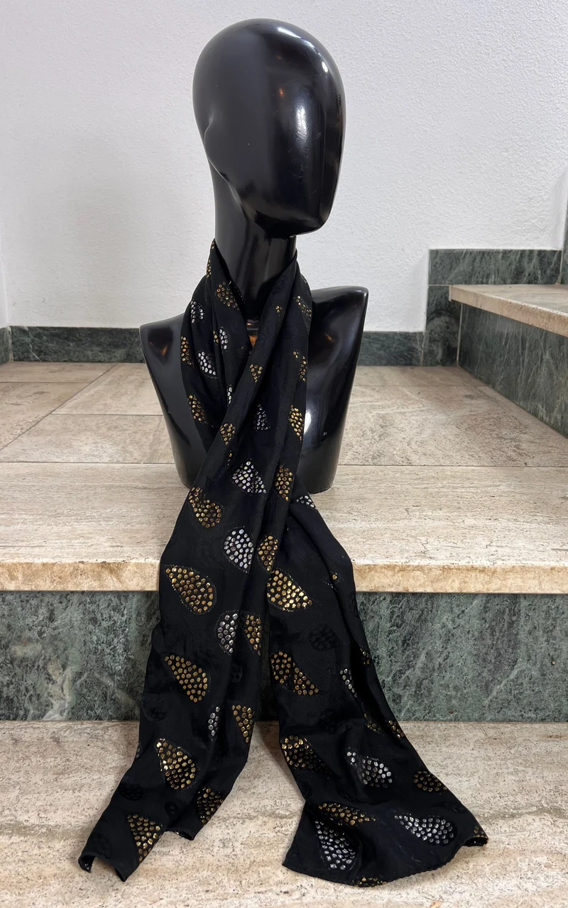 Vintage Lame and Silk Paisley Skinny Scarf