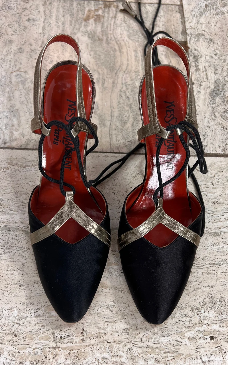 Vintage Yves Saint Laurent Silk Satin Heels 39/38