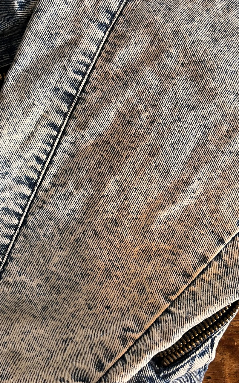 Vintage Acid Wash Denim Bomber Jacket