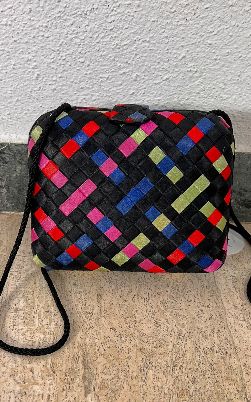 Vintage 90s Woven Satin Crossbody Bag