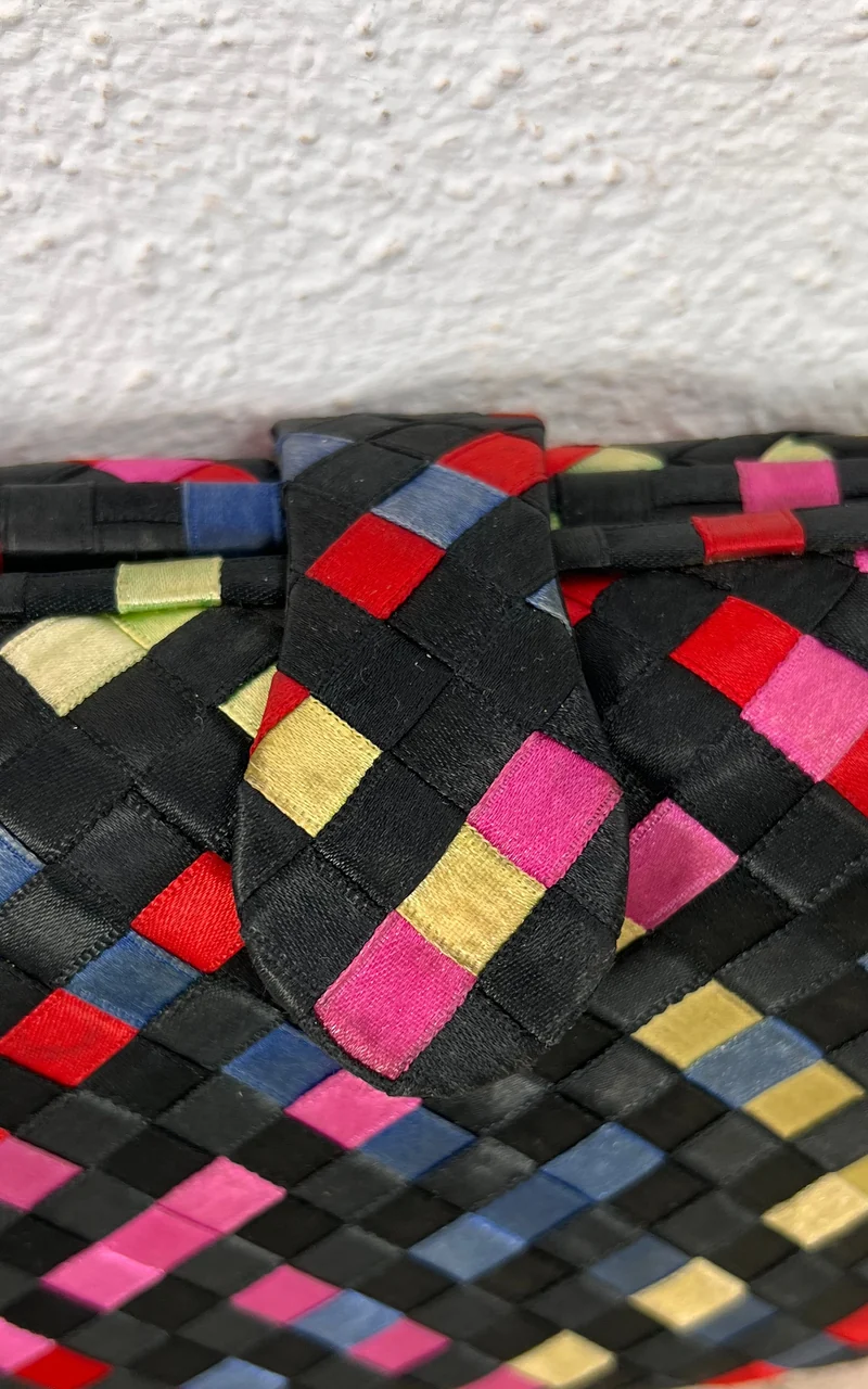 Vintage 90s Woven Satin Crossbody Bag