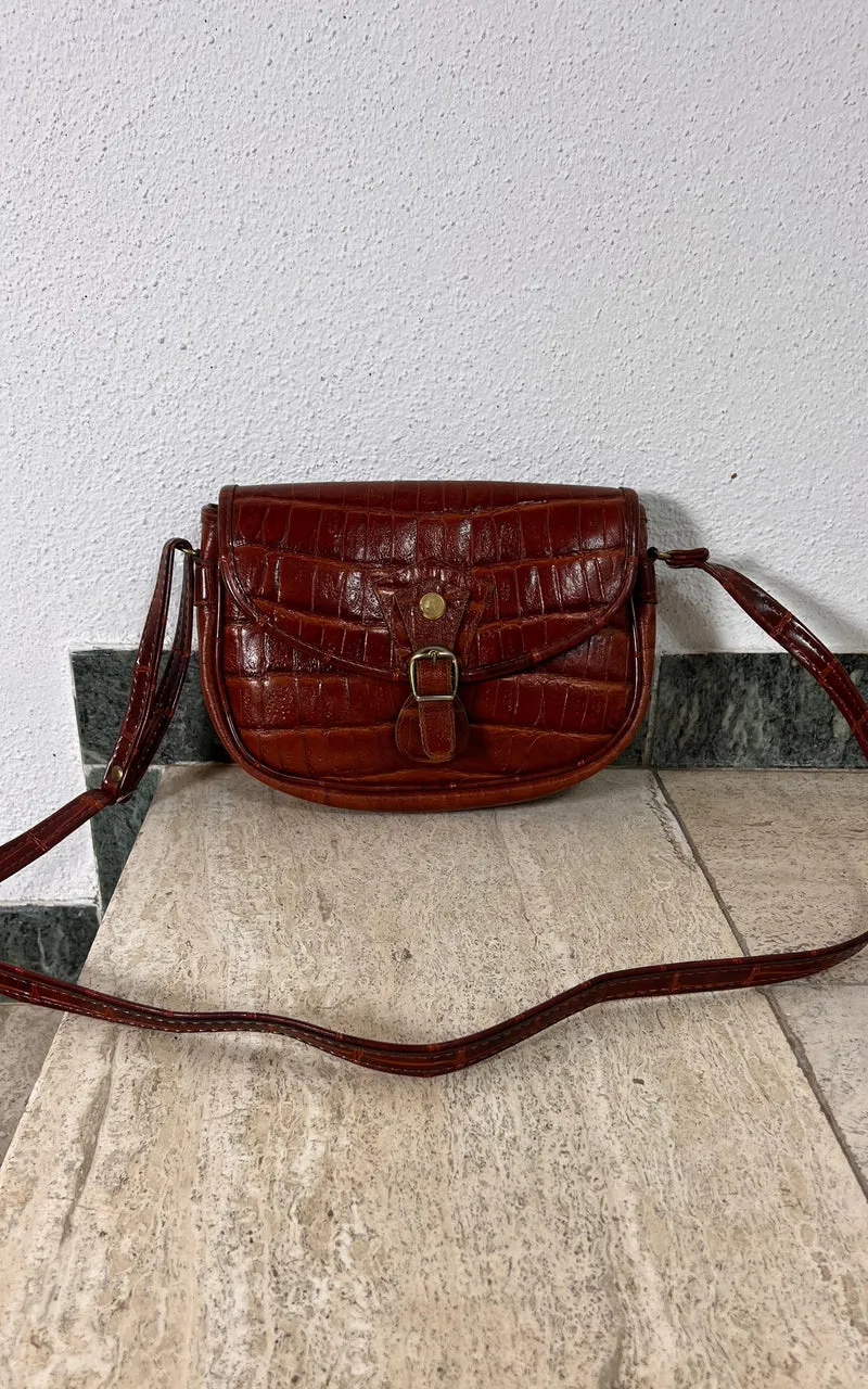 Vintage Marc Chantal Faux Leather Croc-Embossed Shoulder Bag