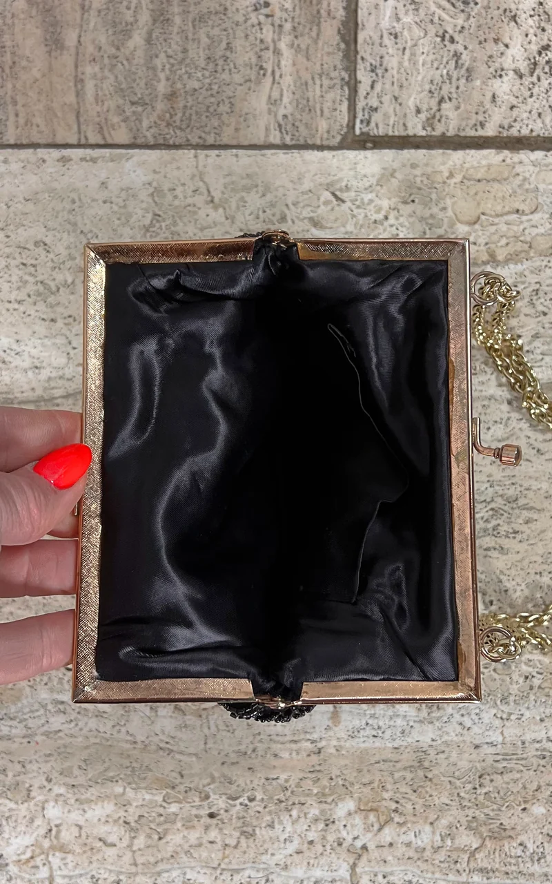 Vintage Black Beaded Evening Bag