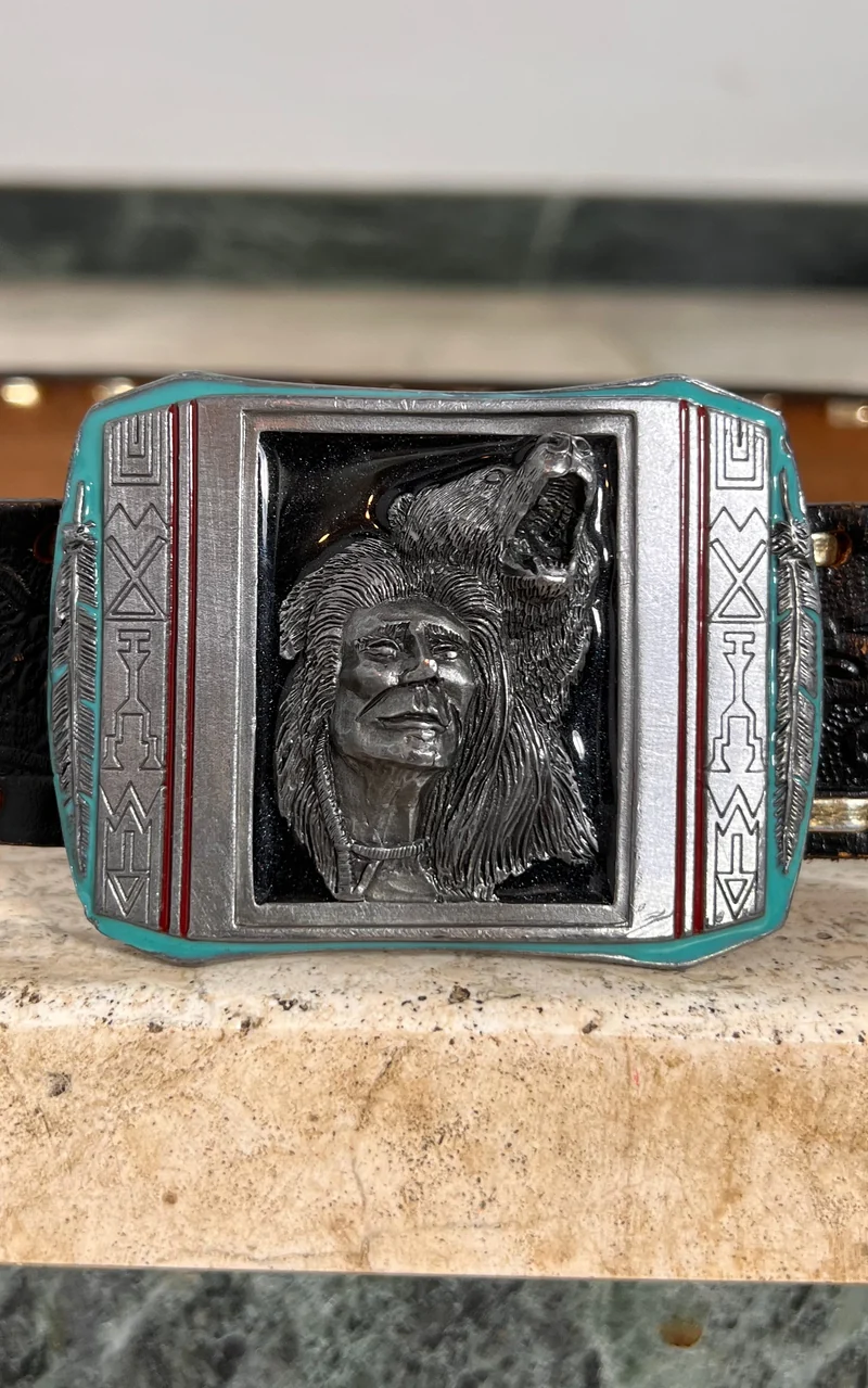 Vintage MENS ''Native American Bear ' The Guardian' by Johnny Lee Gibson Belt