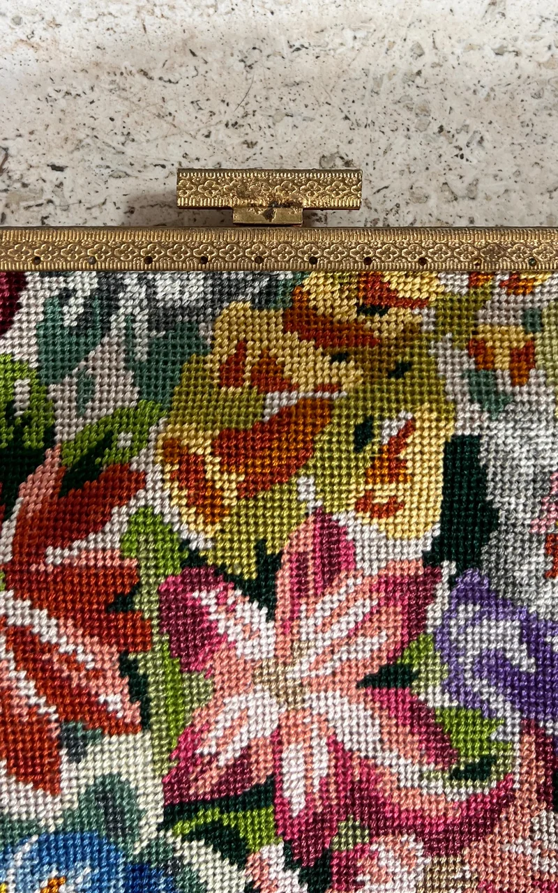 Vintage Floral Tapestry Evening Bag