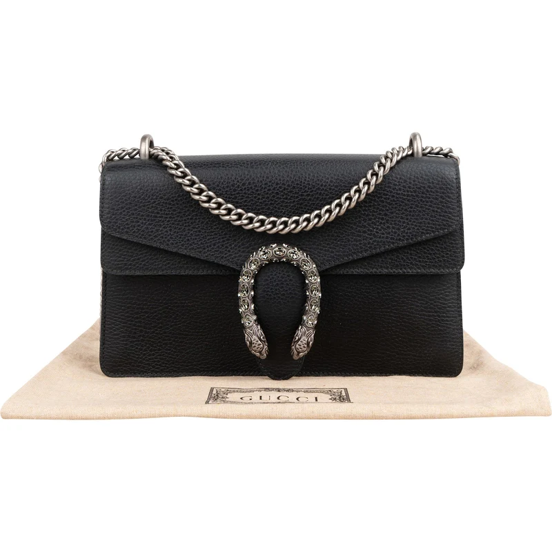 Gucci Grained Leather Crystal Dionysus Shoulder Bag