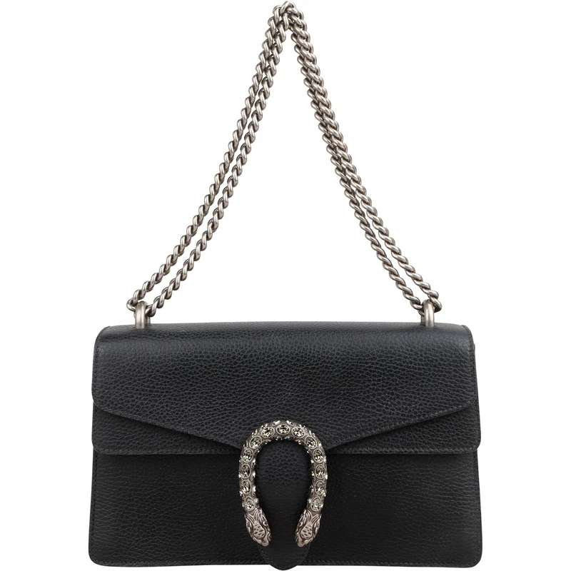Gucci Grained Leather Crystal Dionysus Shoulder Bag