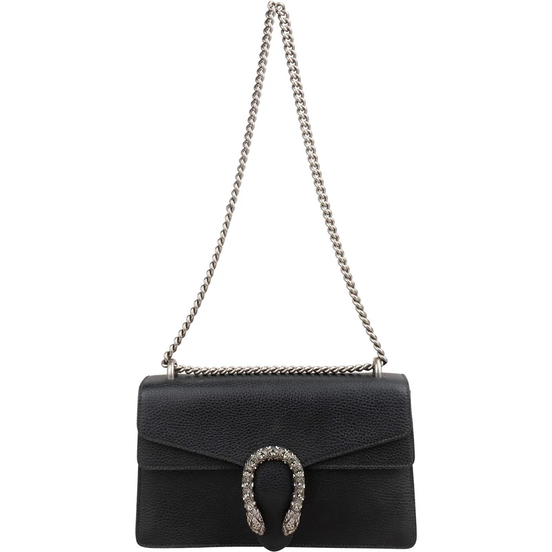 Gucci Grained Leather Crystal Dionysus Shoulder Bag