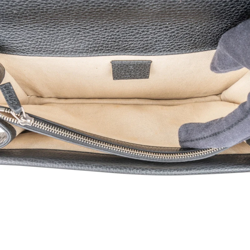 Gucci Grained Leather Crystal Dionysus Shoulder Bag