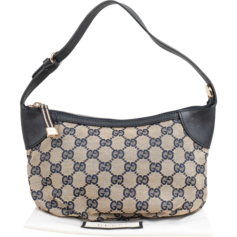 Gucci Monogram GG Canvas Navy Pochette Shoulder Bag