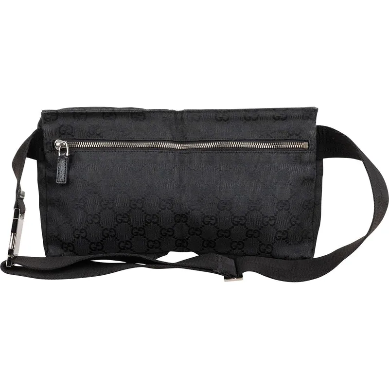 Gucci Black Monogram GG Canvas Belt Crossbody Bag