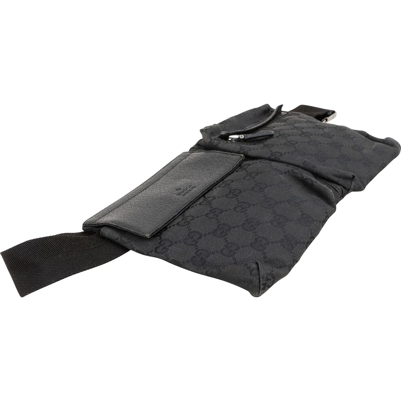 Gucci Black Monogram GG Canvas Belt Crossbody Bag