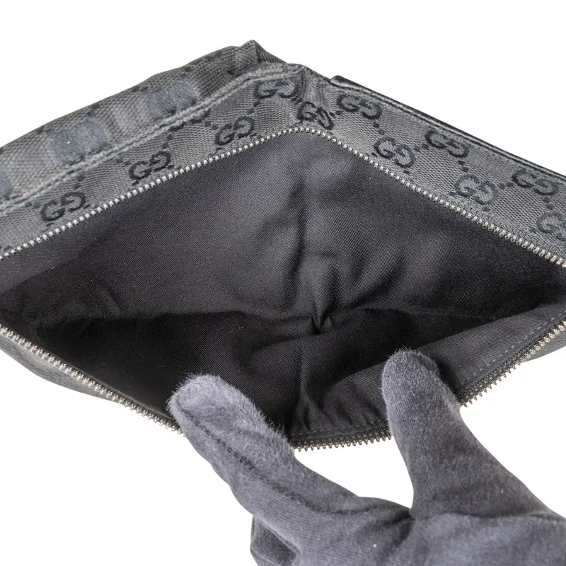 Gucci Black Monogram GG Canvas Belt Crossbody Bag