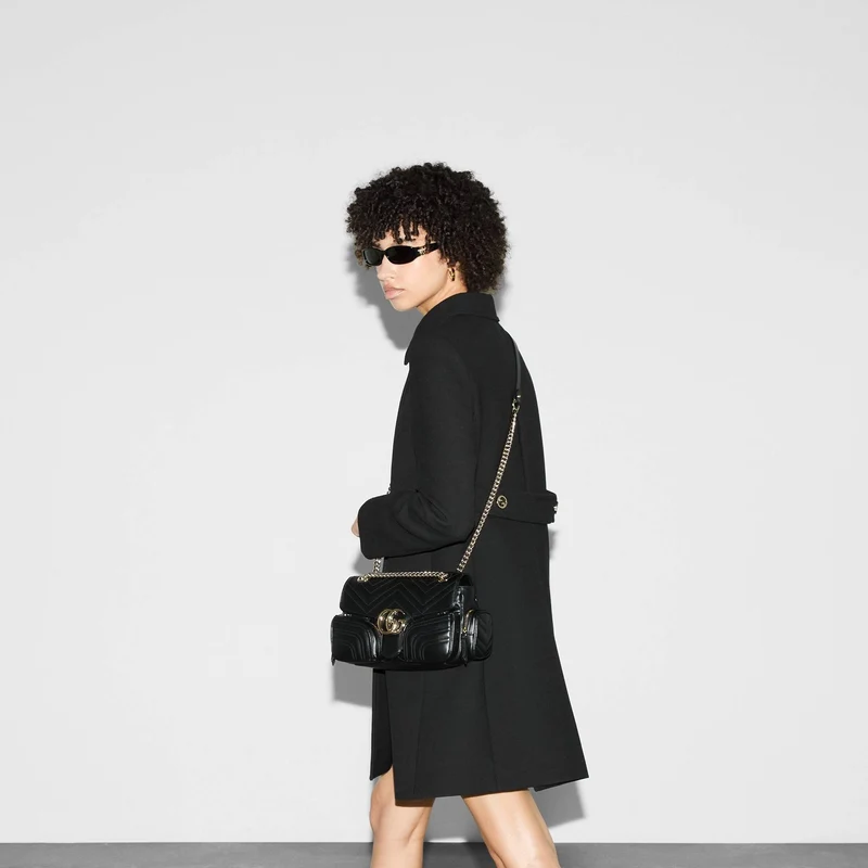 Gucci Schultertasche GG Marmont Multi-Pocket Schwarz 795228AADPJ1000
