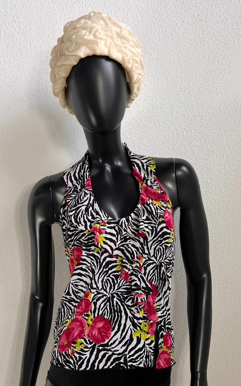 Vintage Morgan de Toi Mesh Zebra Ruffle Top