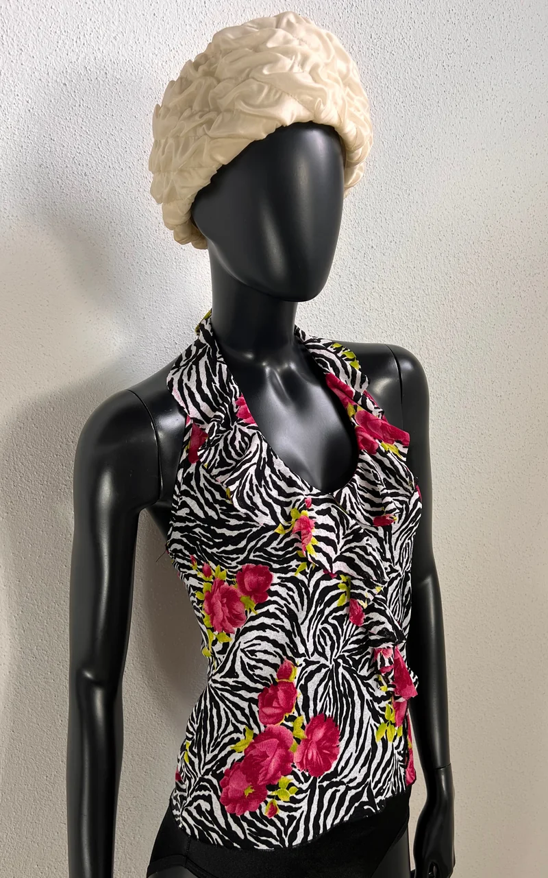 Vintage Morgan de Toi Mesh Zebra Ruffle Top