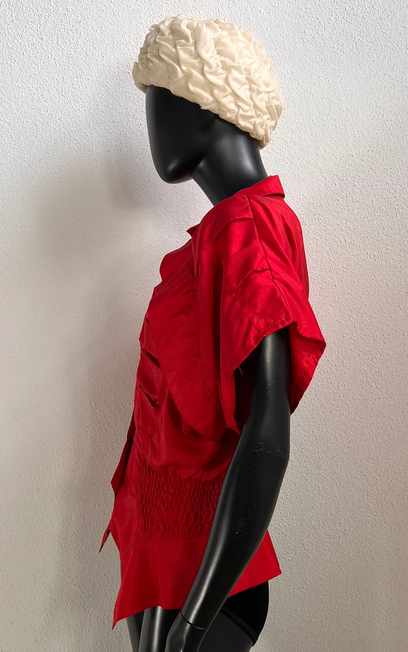 Vintage 80s Cherry Red Ruffle Blouse