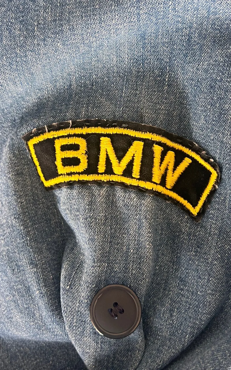 Rare Vintage 70s Denim Jacket with Ghost Rider BMW Custom Artwork
