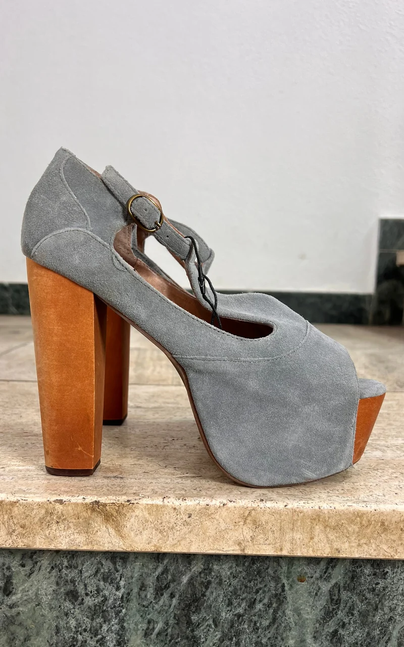 Jeffrey Campbell Suede Platform T-Strap Heels 37