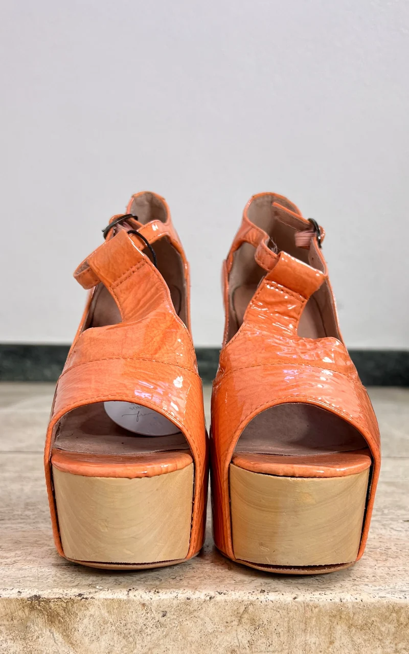 Jeffrey Campbell Patent Platform T-Strap Heels 37