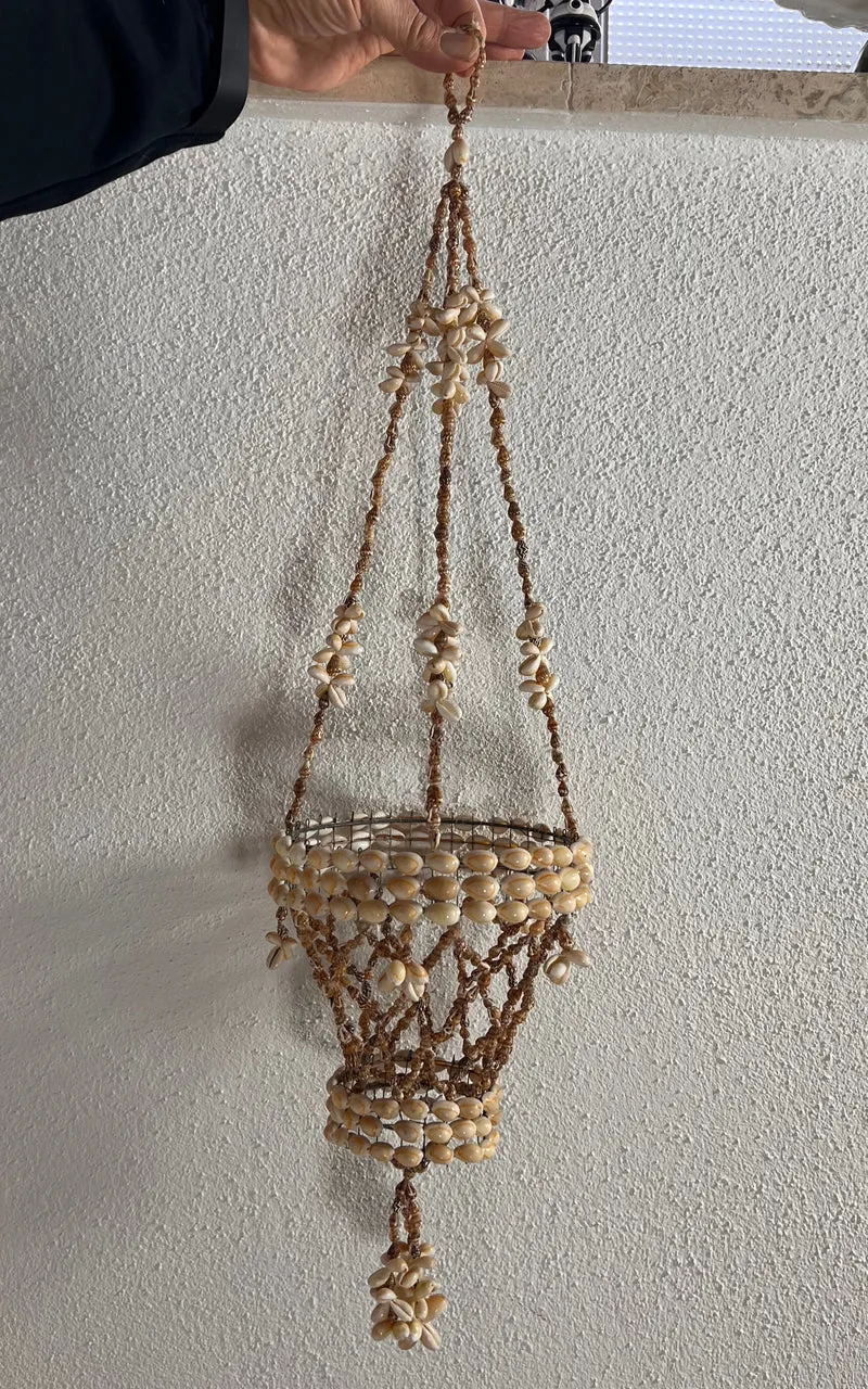 Vintage Shell Hanging Planter Holder