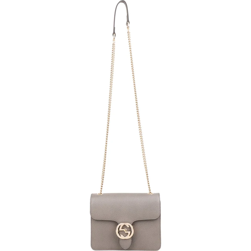Gucci Grained Leather Interlocking GG Small Crossbody Bag