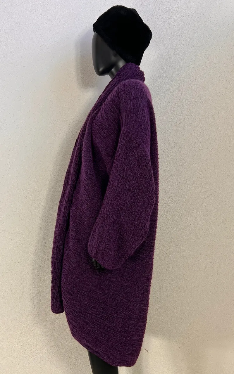 Vintage Missoni Knit Coat in Deep Plum Purple