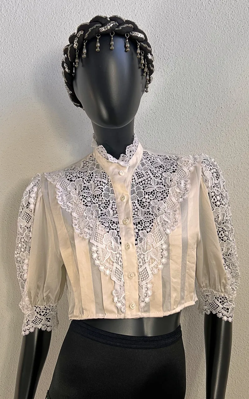 Vintage Reworked Cropped Silk Blouse