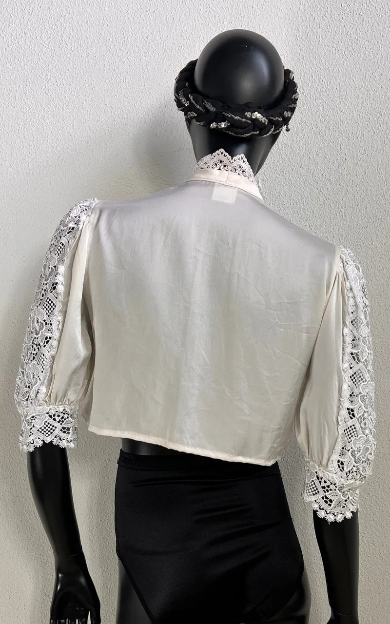 Vintage Reworked Cropped Silk Blouse