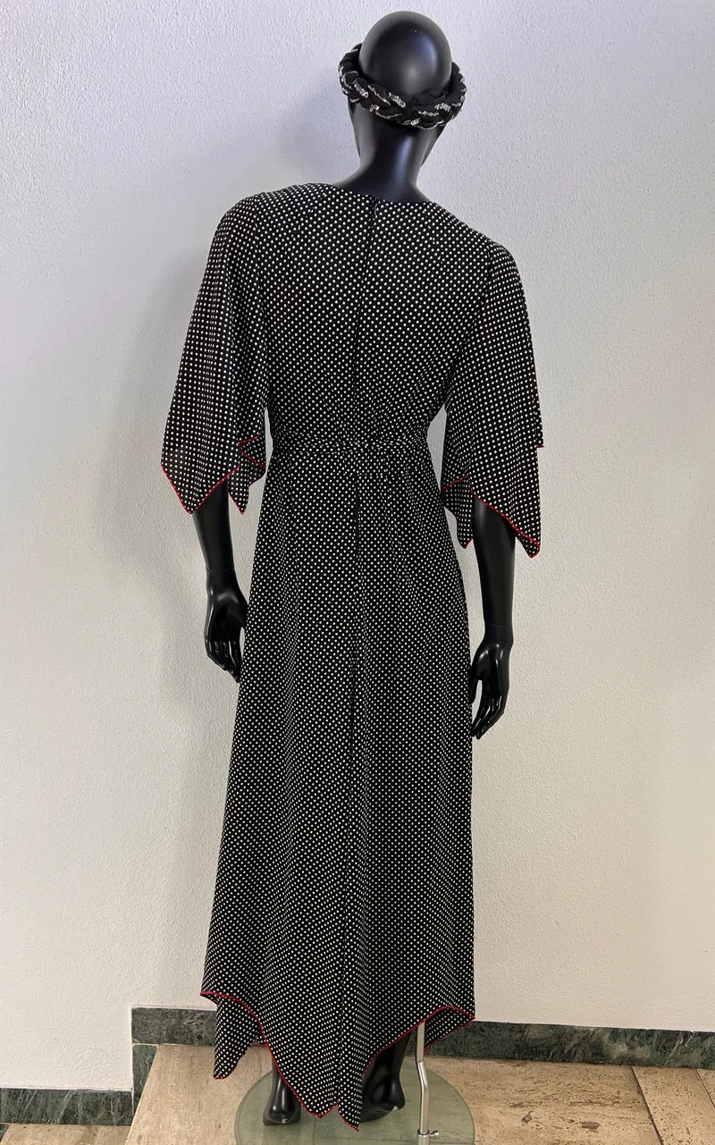 Vintage 70s Polka Dot Maxi Dress
