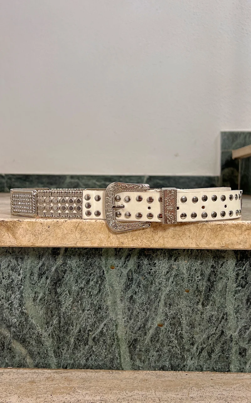 Vintage 90s Metal and Rhinestone Belt