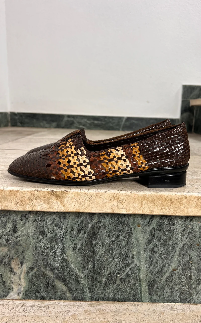 Vintage Brunate since 1926 Woven Leather Loafers 40