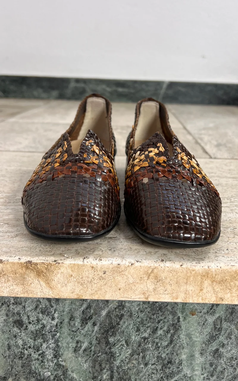 Vintage Brunate since 1926 Woven Leather Loafers 40