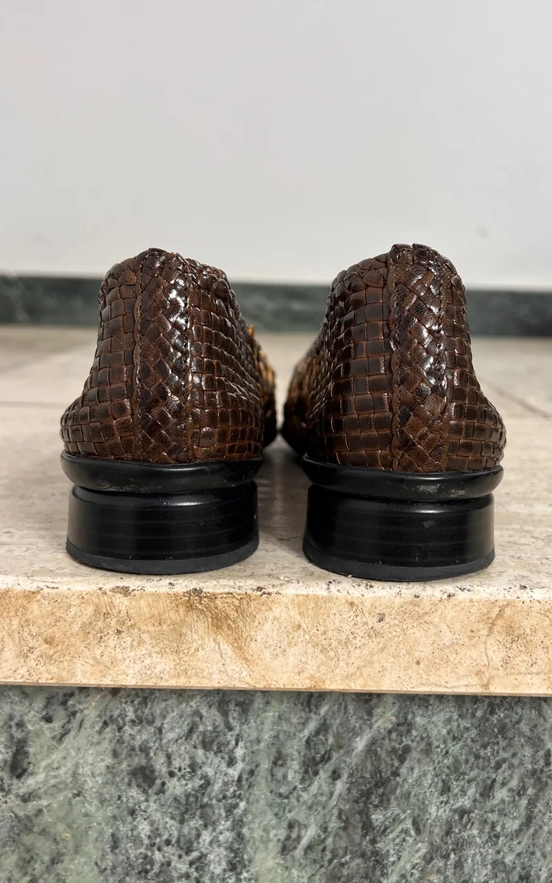 Vintage Brunate since 1926 Woven Leather Loafers 40